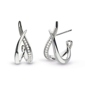 Kit Heath Entwine Twine Twist cz pave hoop earrings