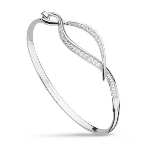 Kit Heath Entwine Twine Twist cz pave hinged bangle