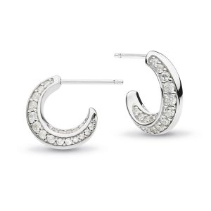 Kit Heath Bevel Cirque CZ pave semi-hoop stud earrings